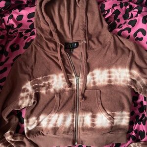 Brown Cream Beige Delias Dolls Kill Sweater Cropped Small